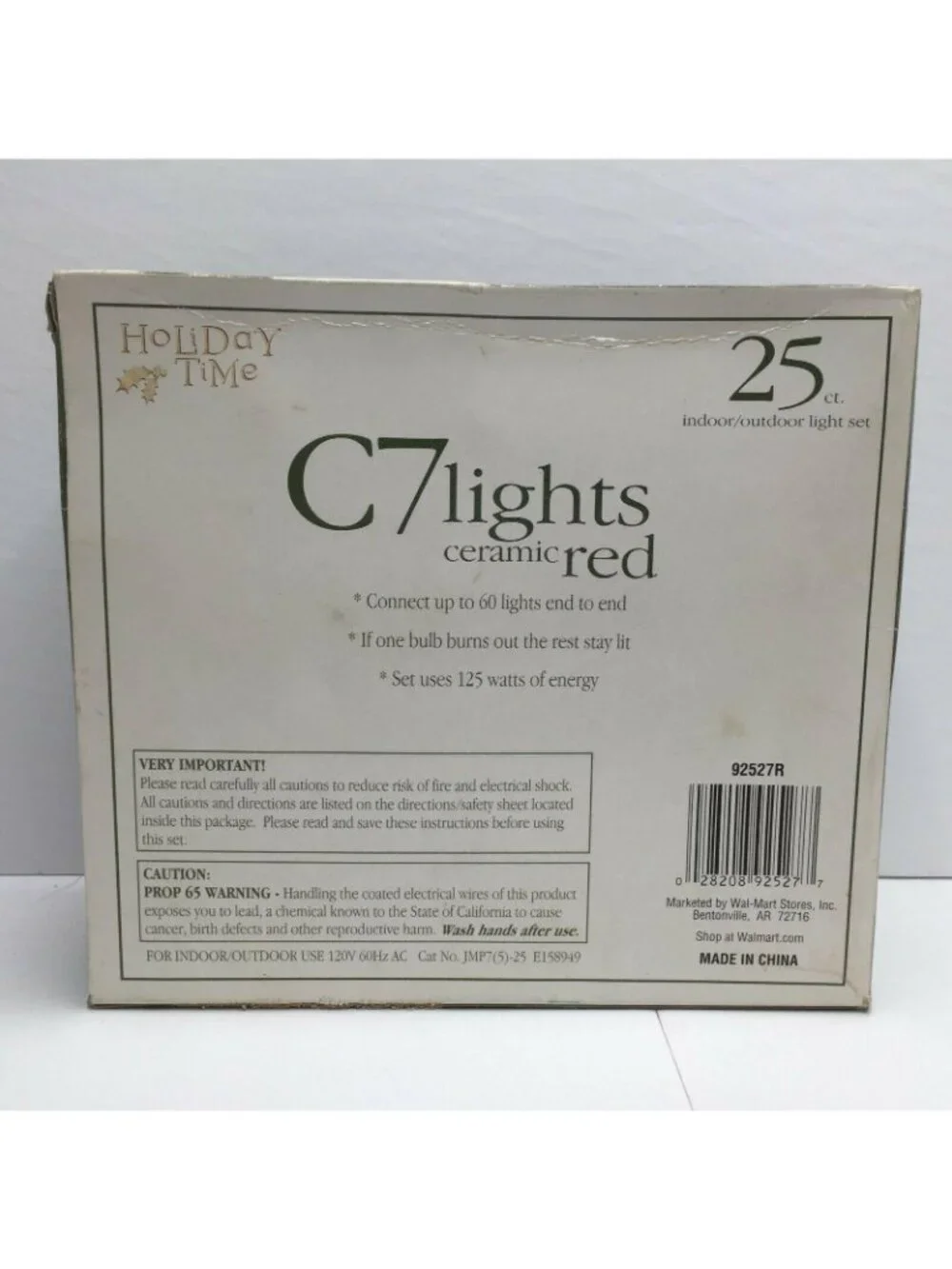 Holiday Time C7 Ceramic Red String Lights 25 Ct. Indoor Outdoor 25Ft. 125Watts